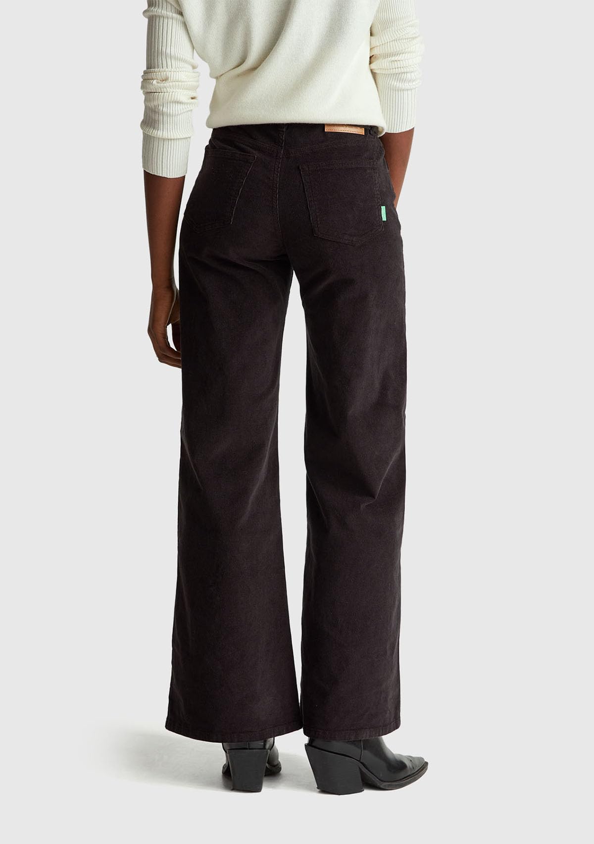 Benetton 41ULDE029 Pantalone Donna Velluto Nero 30