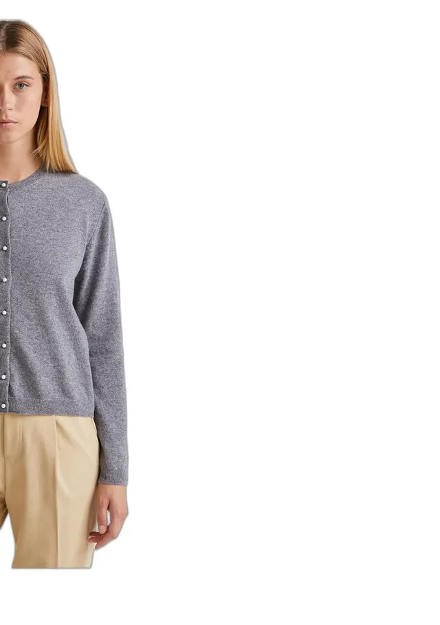 Benetton 1002d501u Cardigan Donna Grigio Girocollo