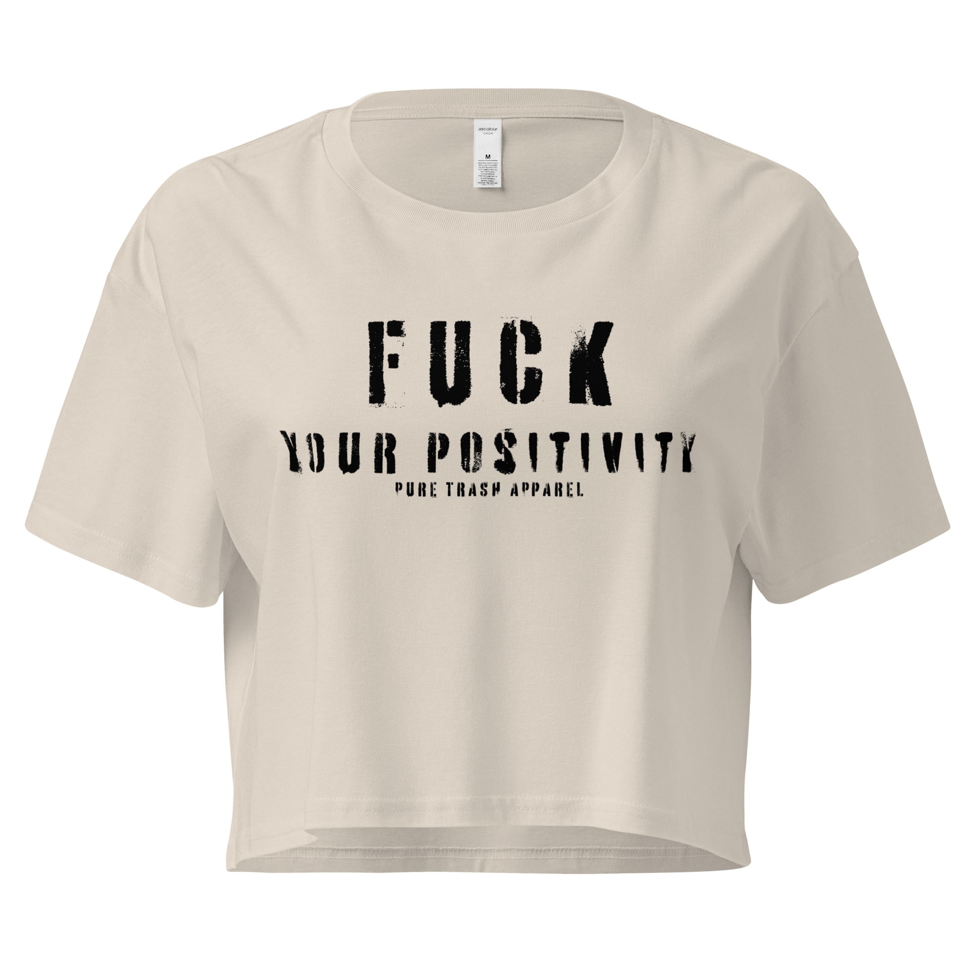 Pure Trash Womens Fuck Your Positivity top crop Black