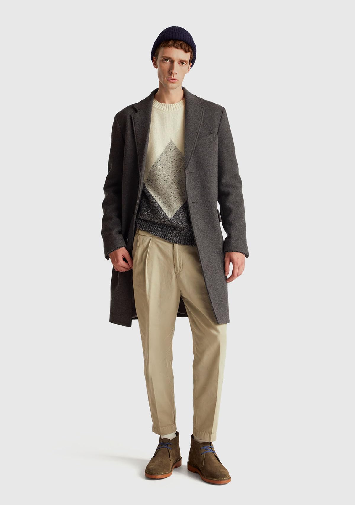 Benetton 1NGVK10B2 Maglione Uomo XS Girocollo Rombi