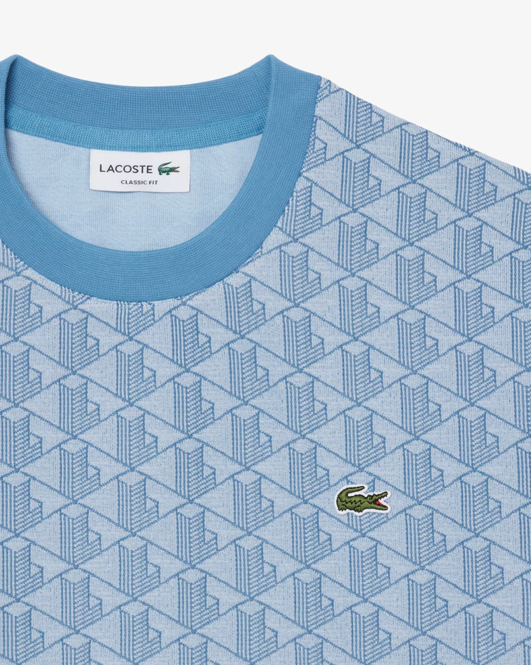 Lacoste TH1197 T-Shirt Uomo Bleu Clair Jacquard