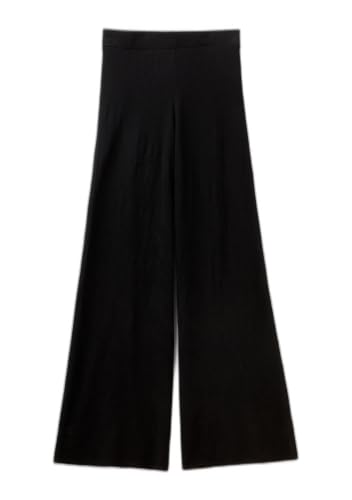 Benetton 103cdf00q pantaloni donna nero pointelle pizzo