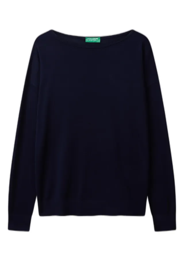 Benetton 103vd10av Maglione Donna Barchetta Blu XXS
