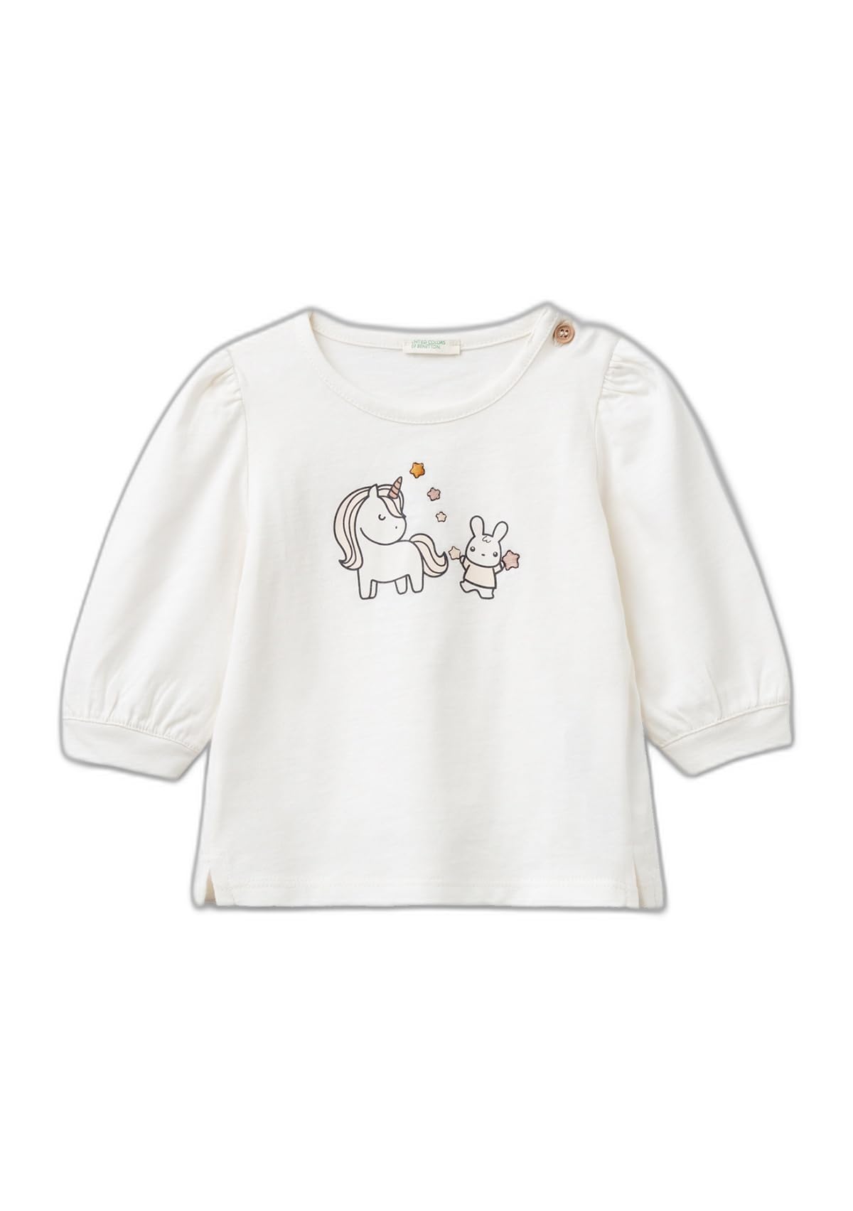 Benetton 3I1XA1048 T-Shirt Bimba 50 Manica Lunga Ricamo