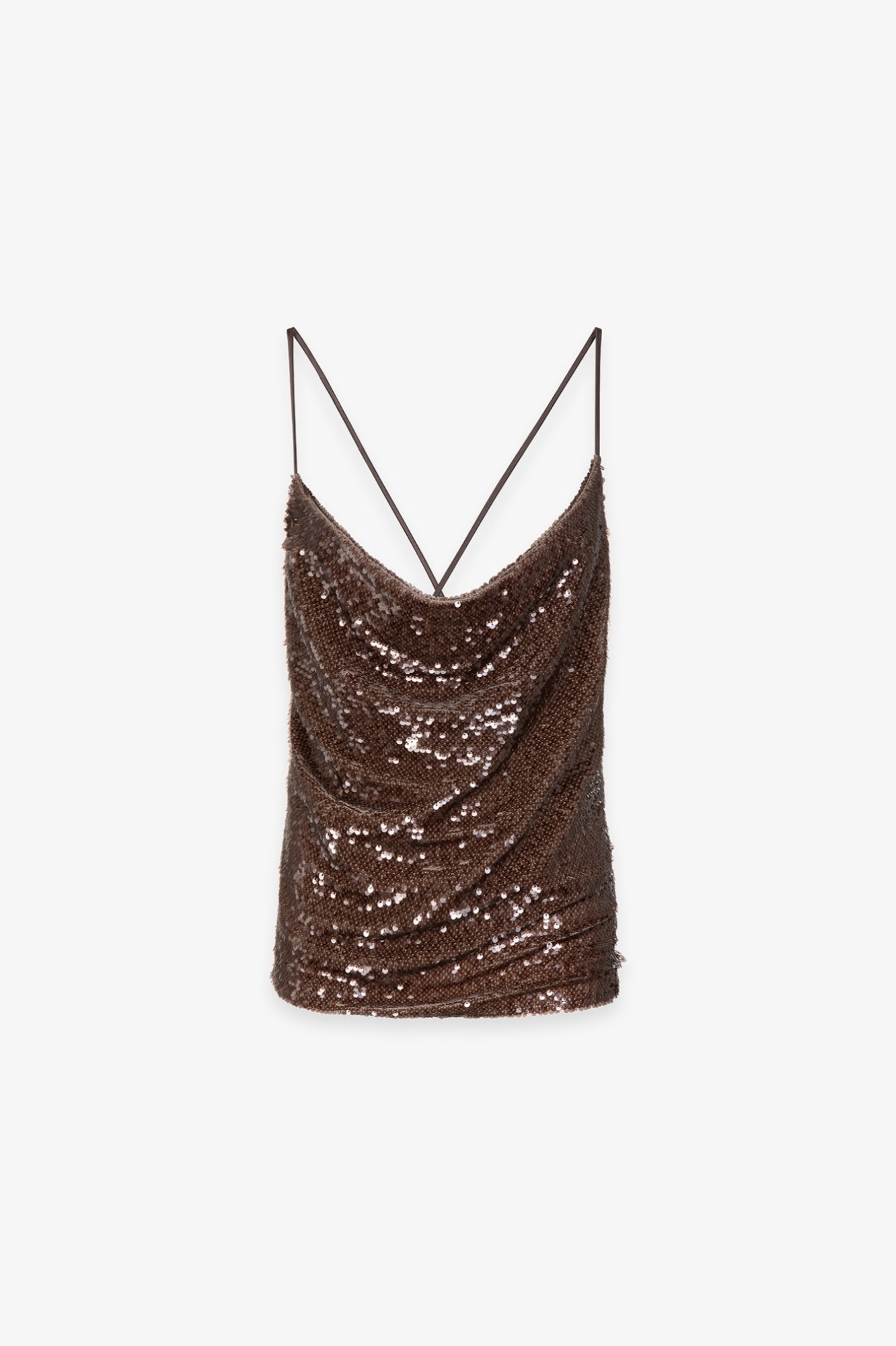 Gaelle Paris GAABW09868 top paillettes moka slim