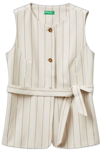Benetton 26Q2DJ015 Gilet Donna Gessato con Cinturina Taglia 38