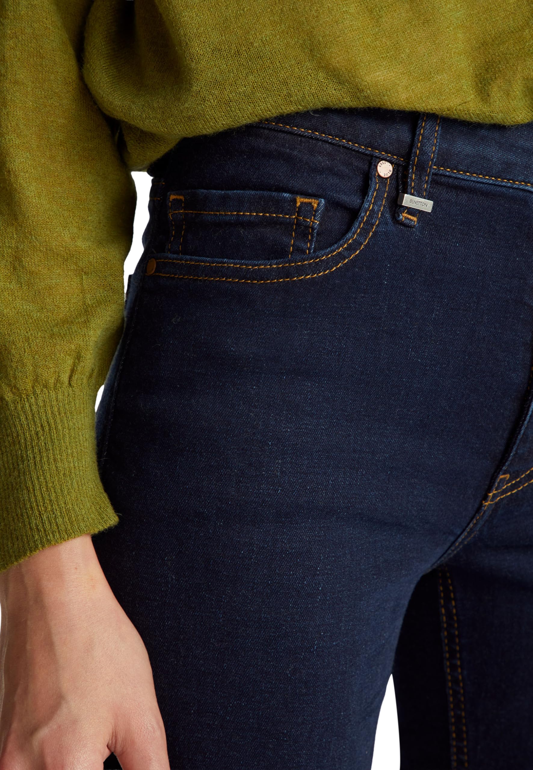 Benetton Pantaloni Denim Bootleg Donna Stretch 5 Tasche