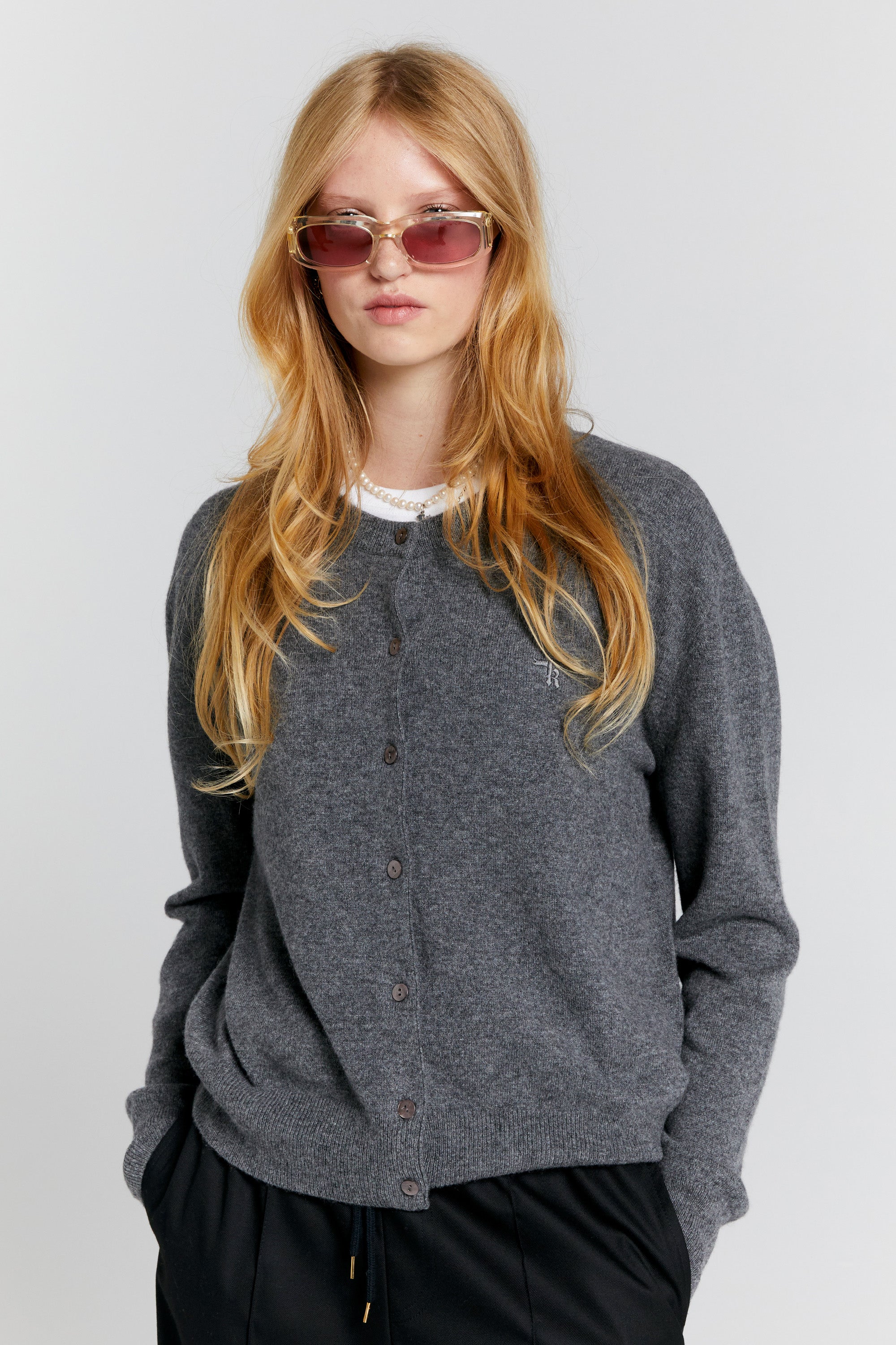 Karen Walker Posy Cashmere K Cardigan cardigan grigio