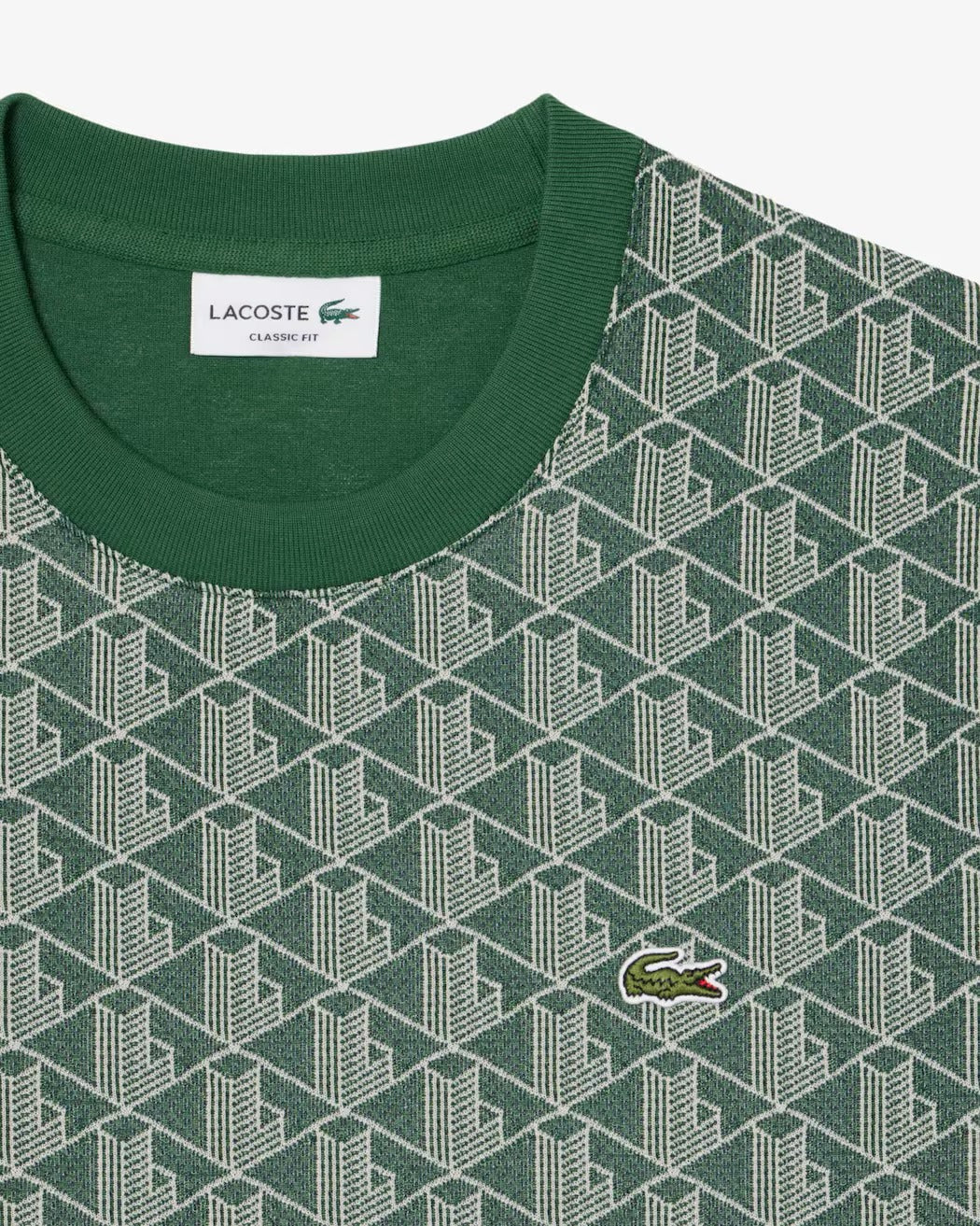 Lacoste TH1197 T-shirt Uomo Verde Jacquard Monogram
