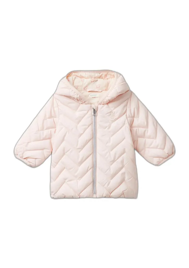 Benetton Giubbotto imbottito finta piuma zig zag orsetti