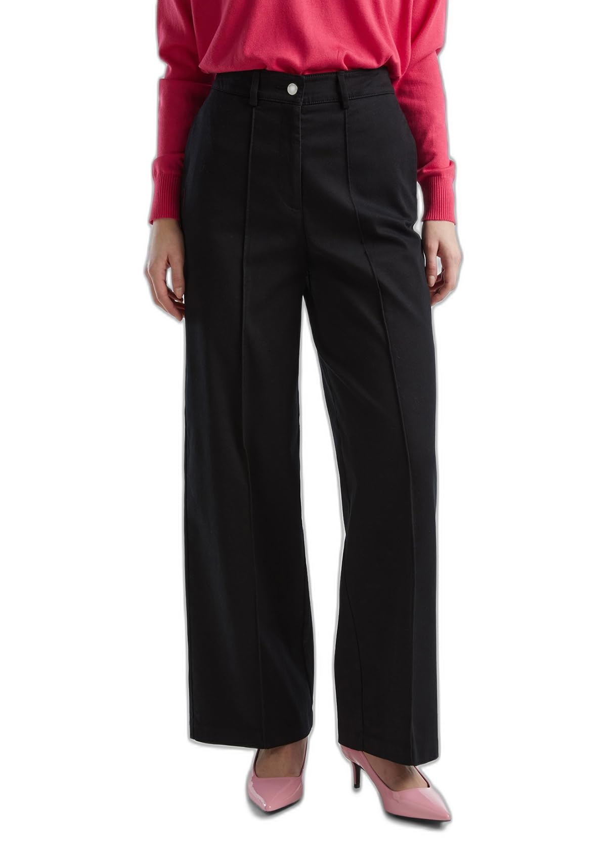 Benetton 4TDCDF05Z Pantaloni Donna Nero 100 Taglia 36 Gamba Ampia