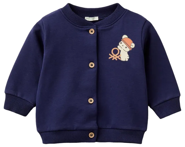 Benetton Cardigan Felpa Aperta Cuore 74 Bianco