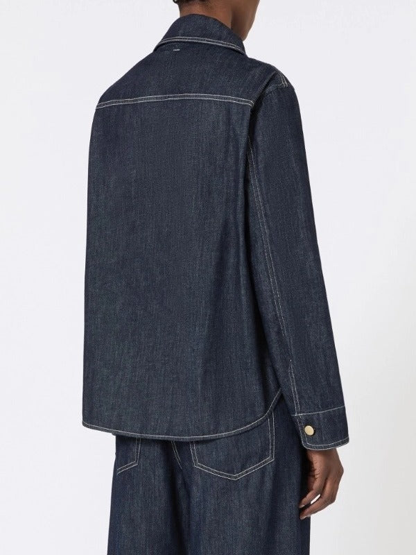 Max Mara SMMENFASI001 Camicia Denim Blu Marino Cotone