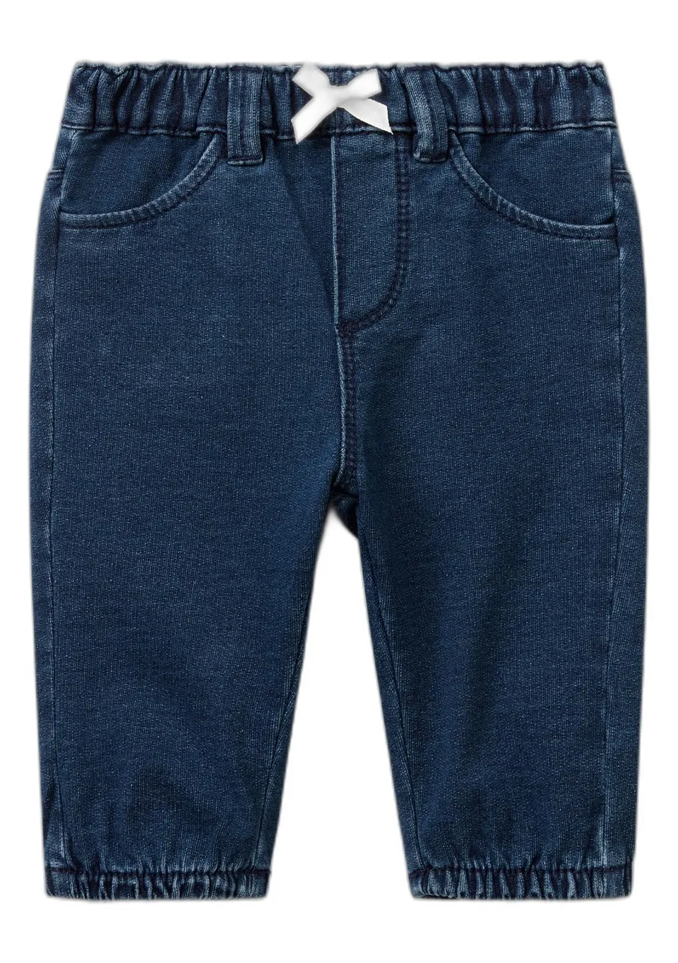 Benetton Bimbo Pantalone Denim Felpa 74 Elastico Tasche