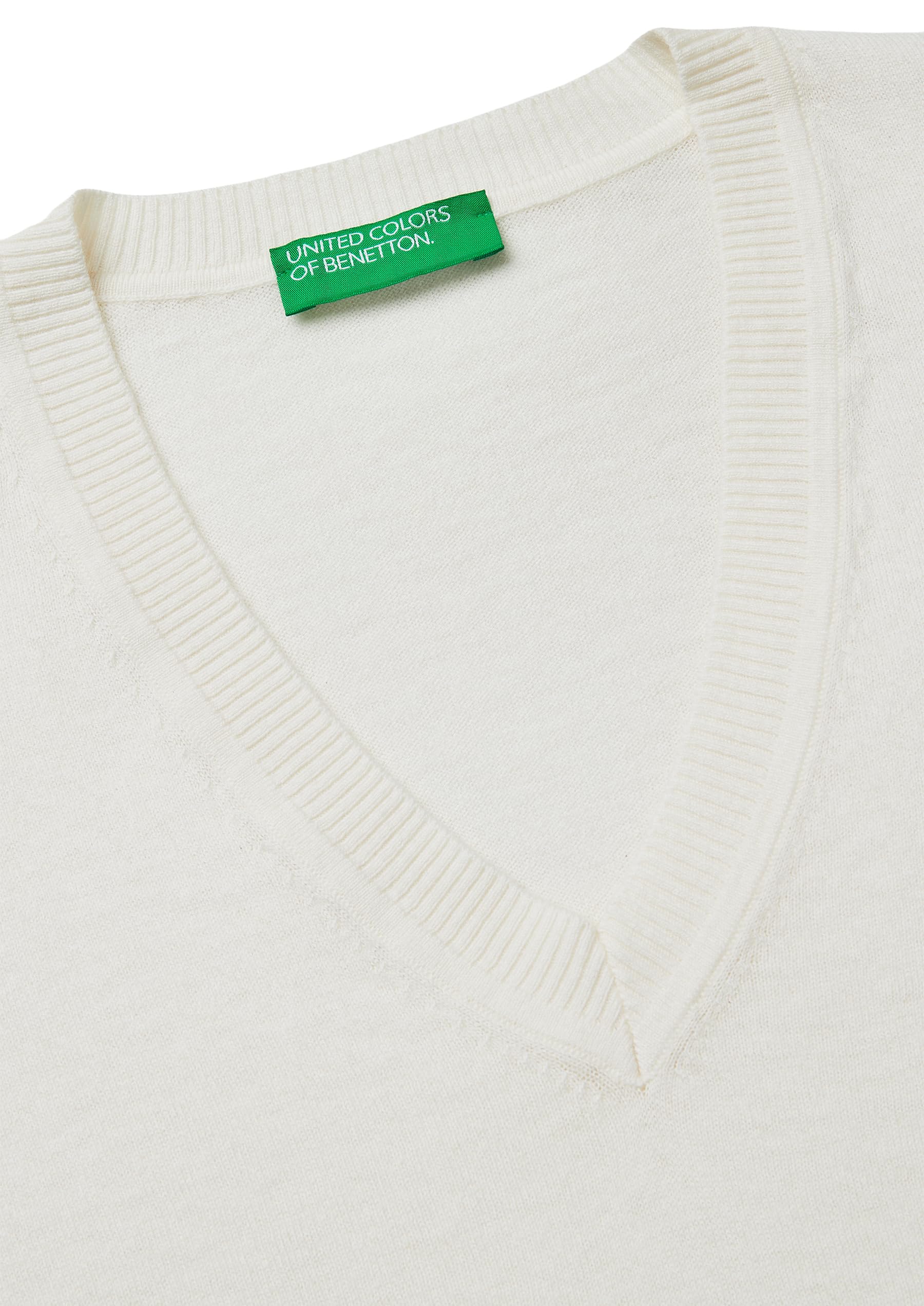 Benetton Maglieria 1y6sd403o maglione bianco XXS scollo a V