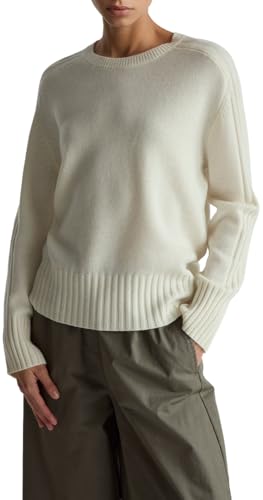 Benetton Maglieria 10K1D10FF Maglione Donna Bianco Over