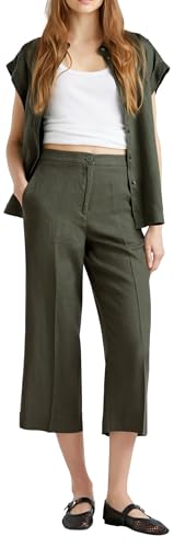 Benetton Pantaloni 4AGHDF08M Pantalone Donna Lino Beige