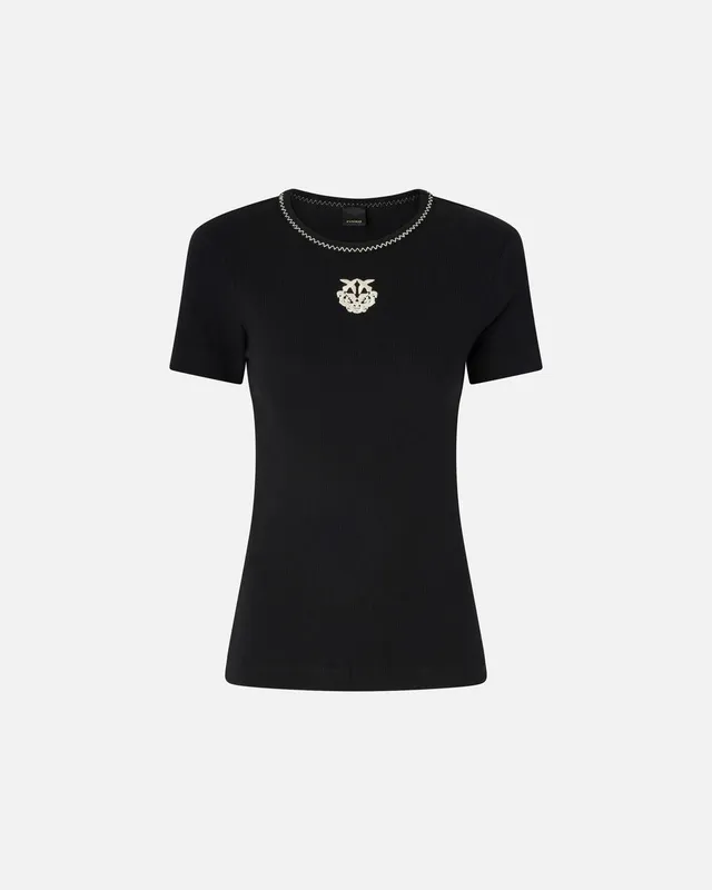 Pinko Brugherio 106815 T-Shirt Donna Nero Cotone