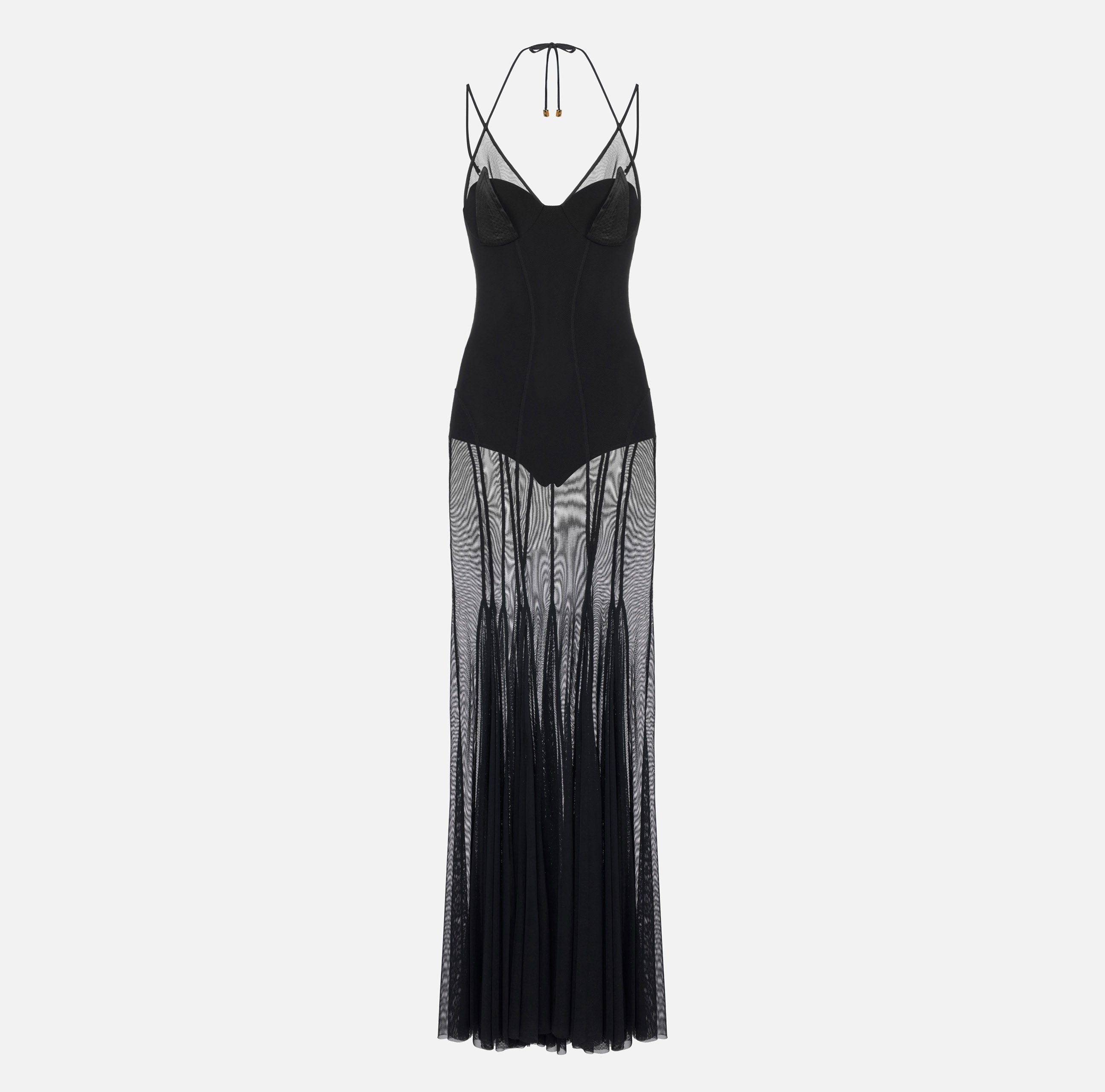 Elisabetta Franchi ABR1466E2 abito nero tulle raso Red Carpet