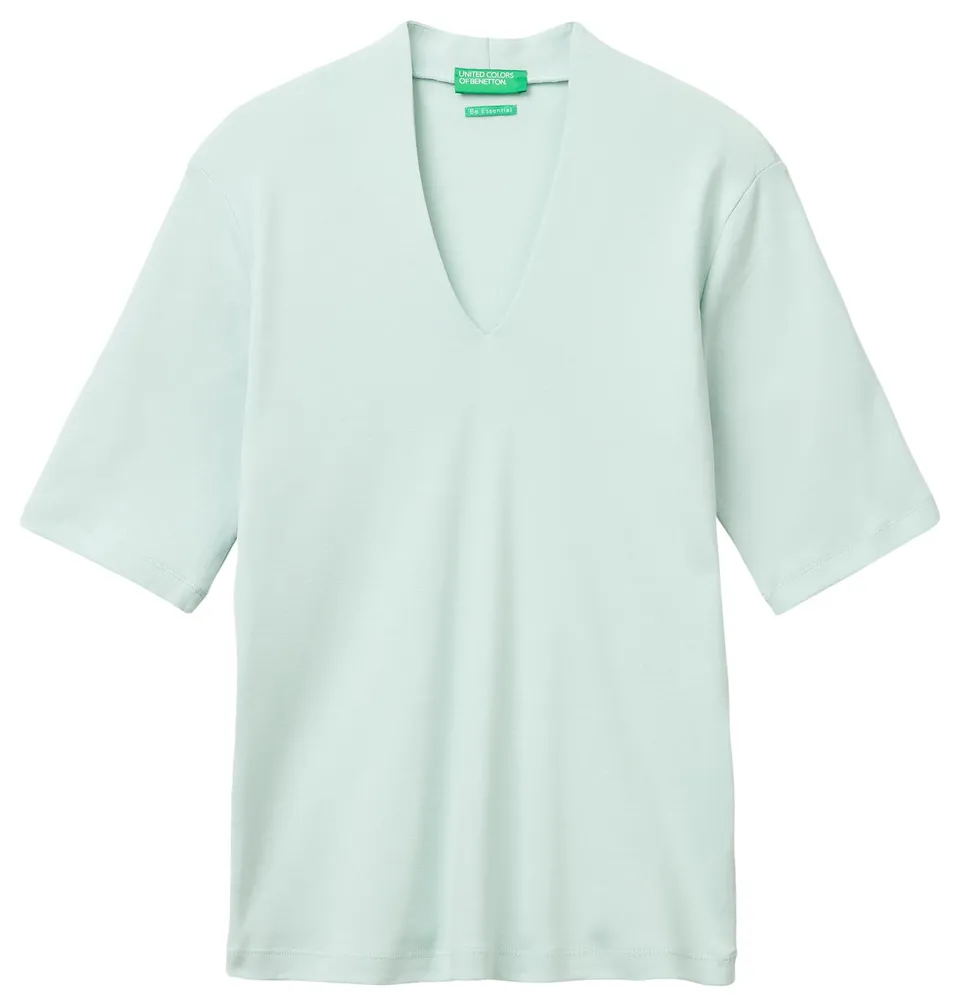 Benetton Maglia Donna Scollo Goccia Slim 3/4