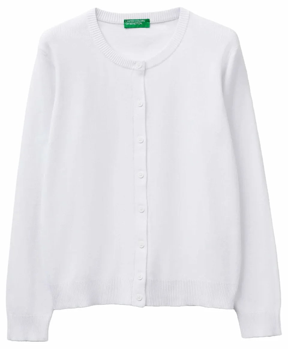 Benetton Maglieria 1C19D502P Cardigan Donna Bianco XXS