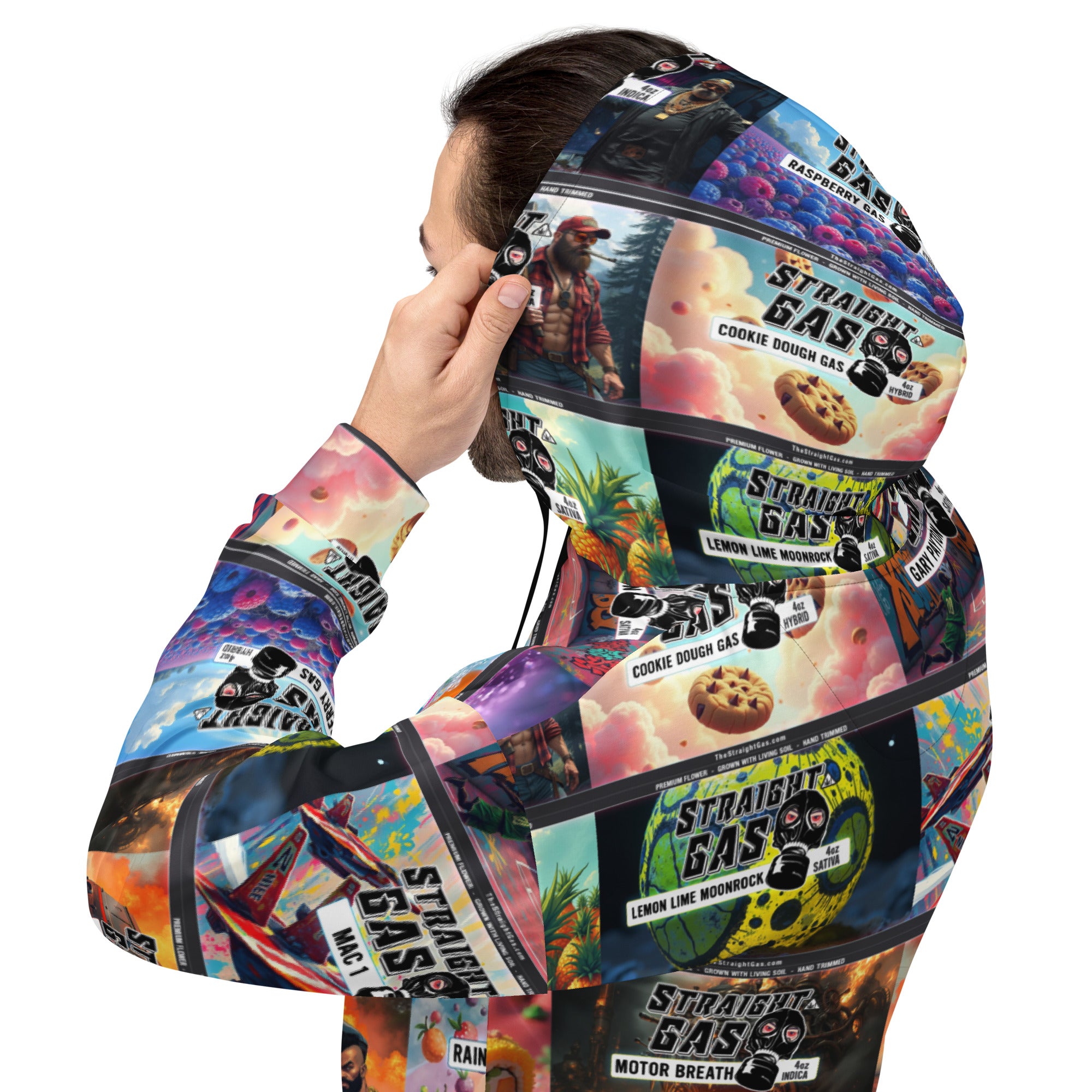 Pure Trash Straight Gas Label Pattern felpa uomo con cappuccio