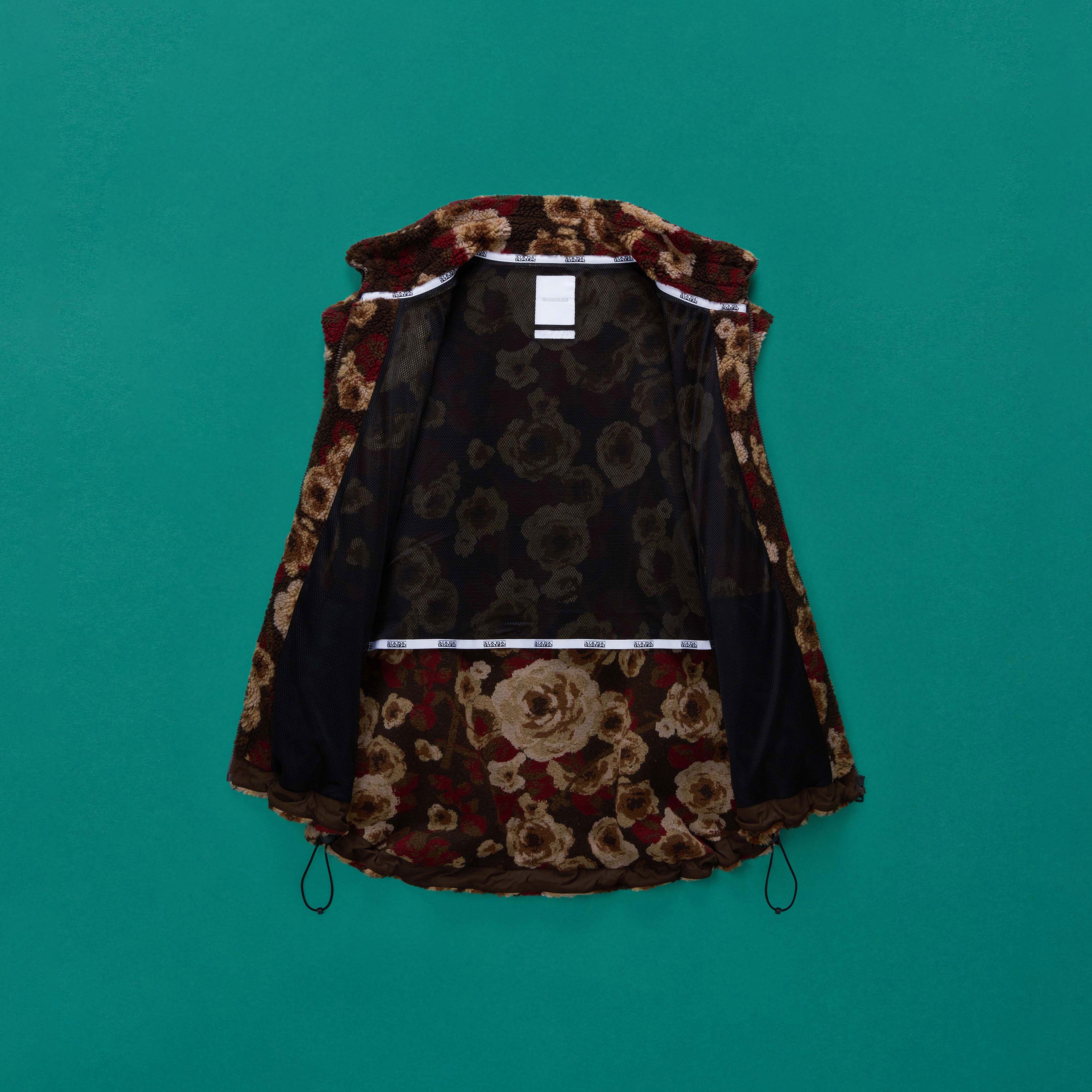 Martine Rose Emin gilet pile marrone floreale zip