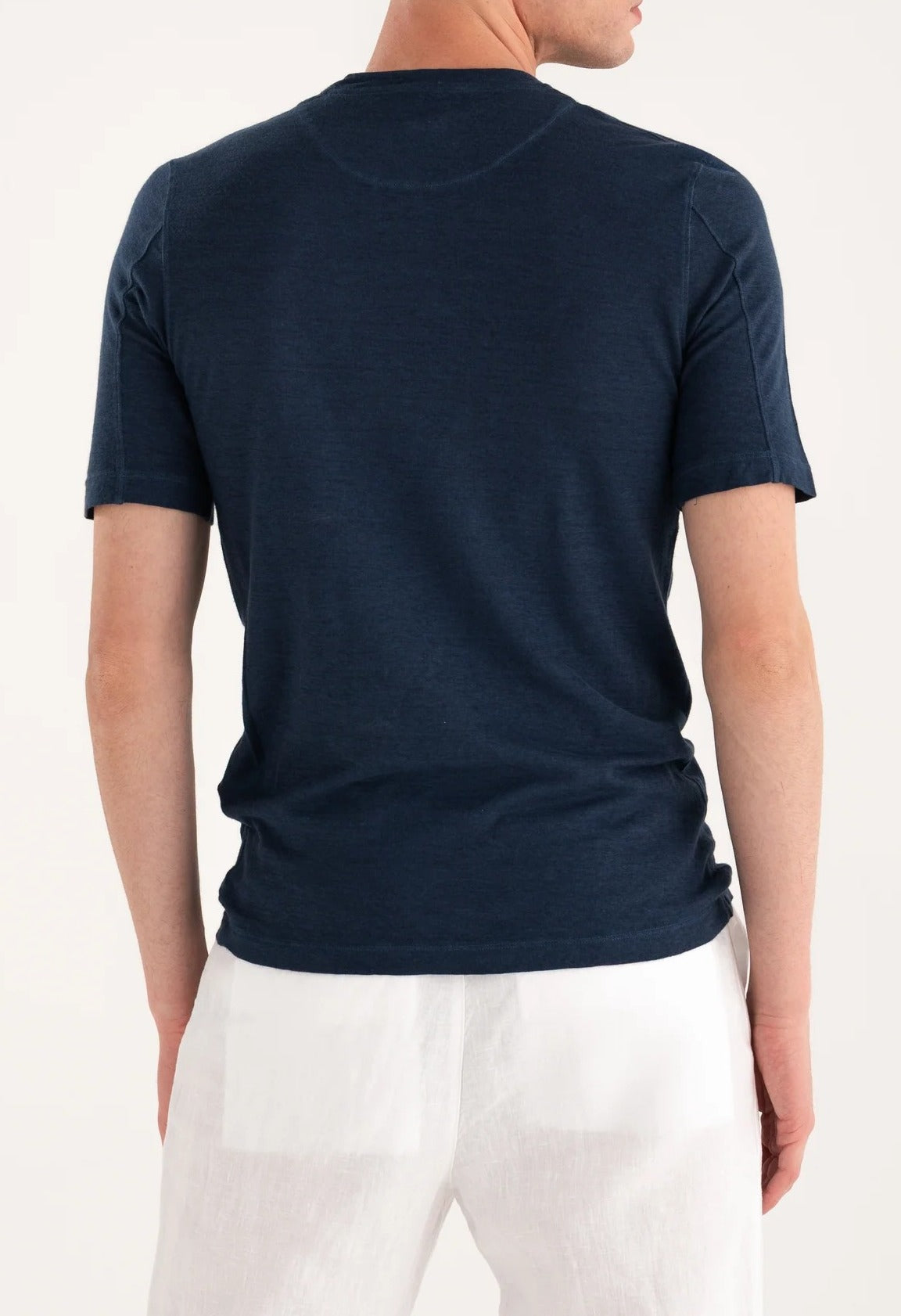 120% Lino 33ALIM7186 T-shirt Lino Uomo Navy Regular
