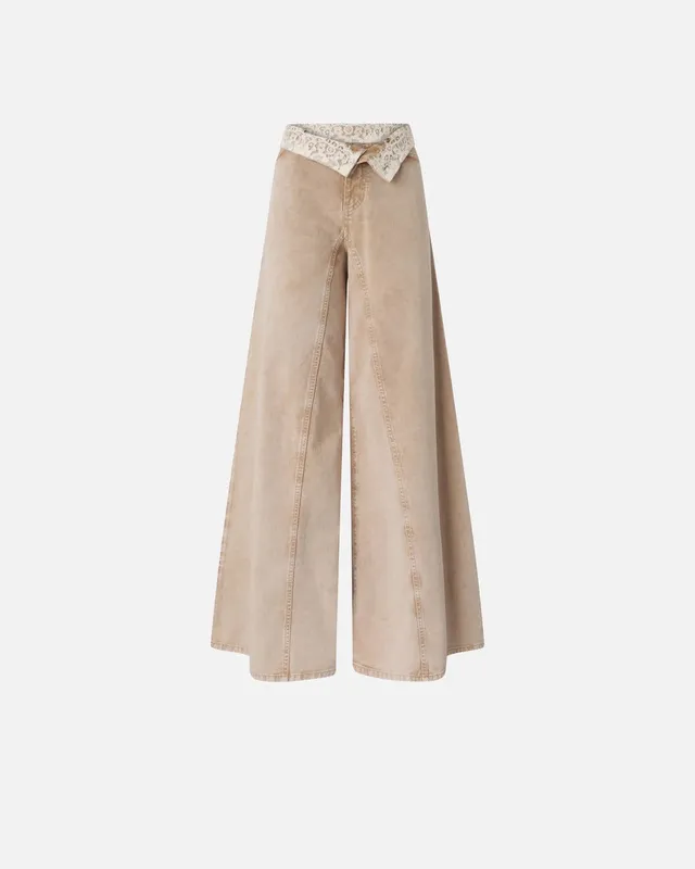 Pinko Jeans Winona Wide Leg 106462 A364 beige vita alta