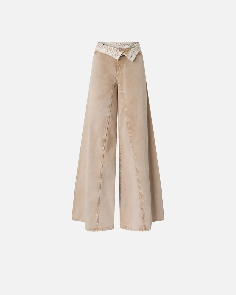 Pinko Jeans Winona Wide Leg 106462 A364 beige vita alta