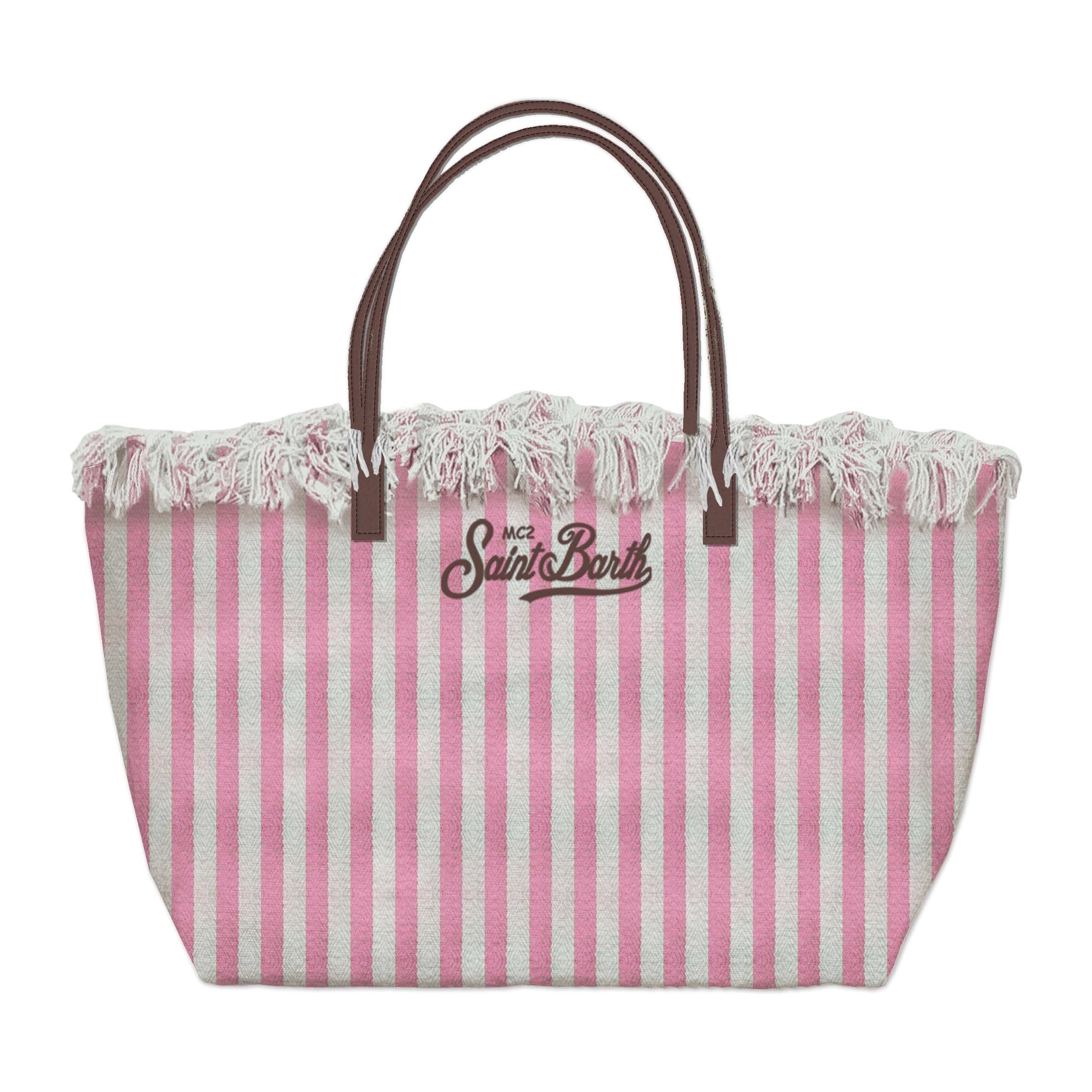 MC2 Saint Barth City Bag Mid Fringe 01764L borsa rosa canvas