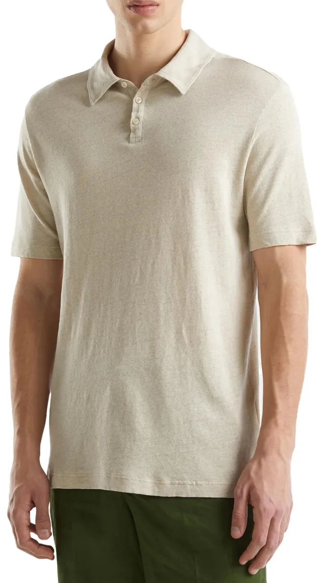 Benetton 39ivu300y Polo Uomo XS Misto Lino Regular