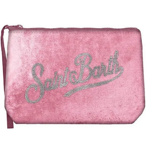 MC2 Saint Barth Aline Velvet 02371M Pochette Rosa Strass