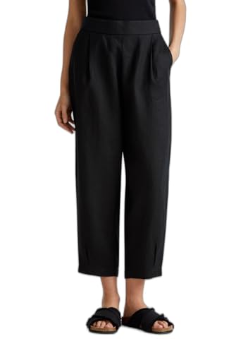 Benetton 4aghdf08l pantalone donna S lino nero