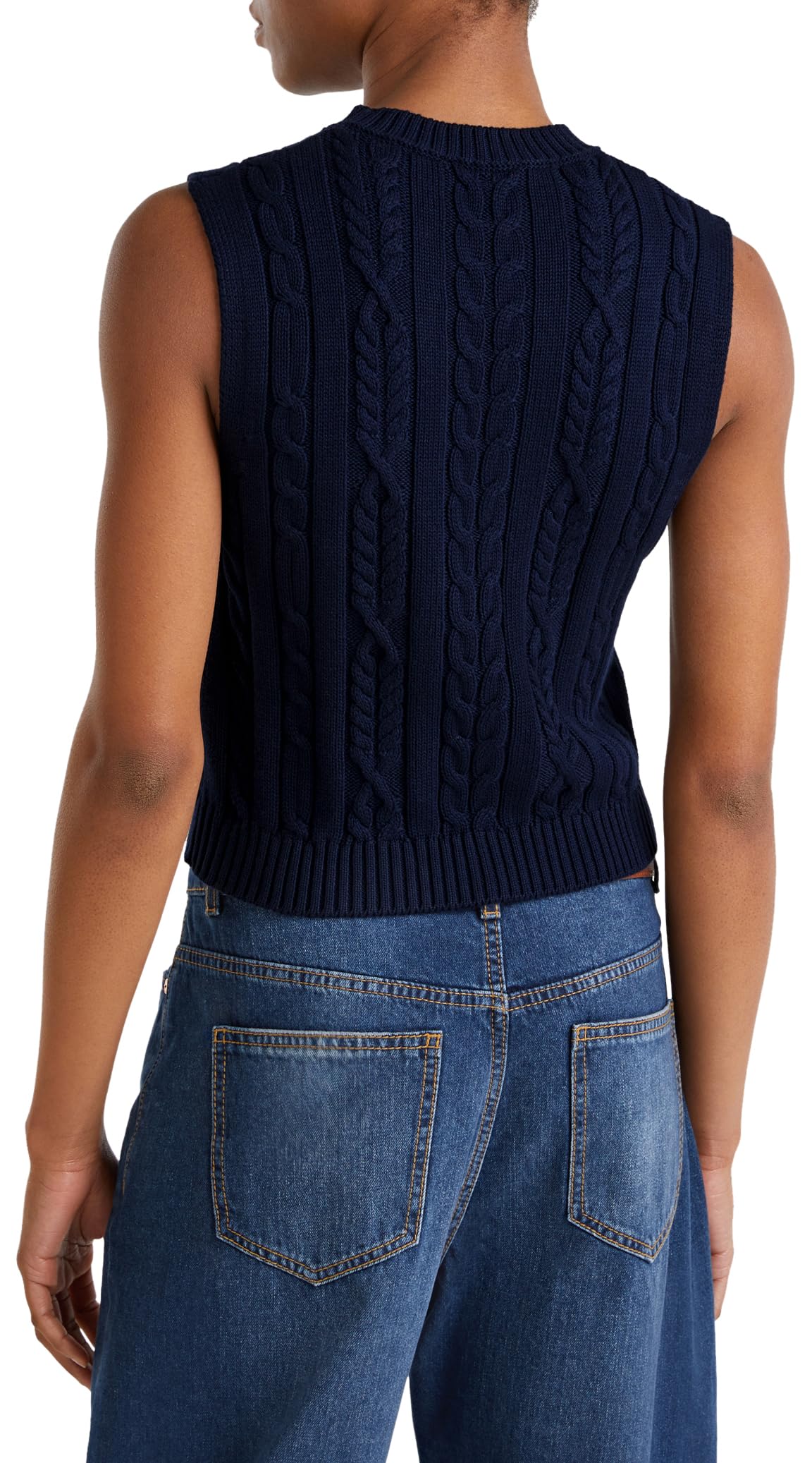 Benetton Gilet Cropped Girocollo Trecce Donna