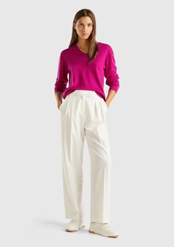 Benetton 4oigdf077 pantalone donna taglia 42 gamba ampia