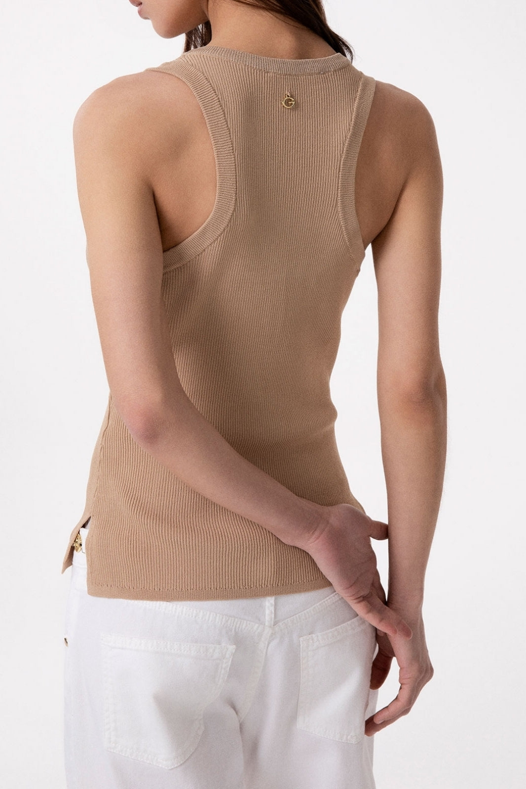 Gaelle Paris GAABW09436 canotta beige costine lurex