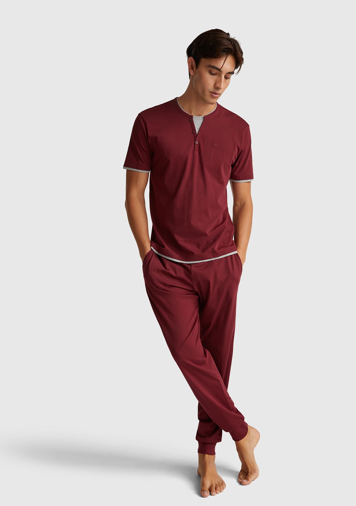 Benetton 30964f00v Pantalone Pigiama Uomo jersey polsino