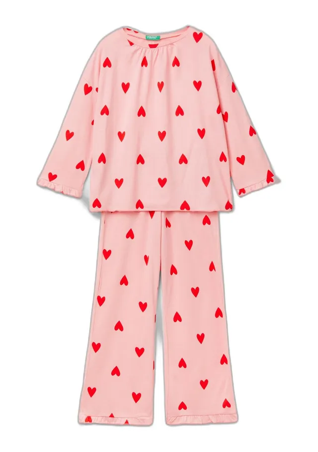 Benetton Pigiama bambina 90 maglia pantalone all over
