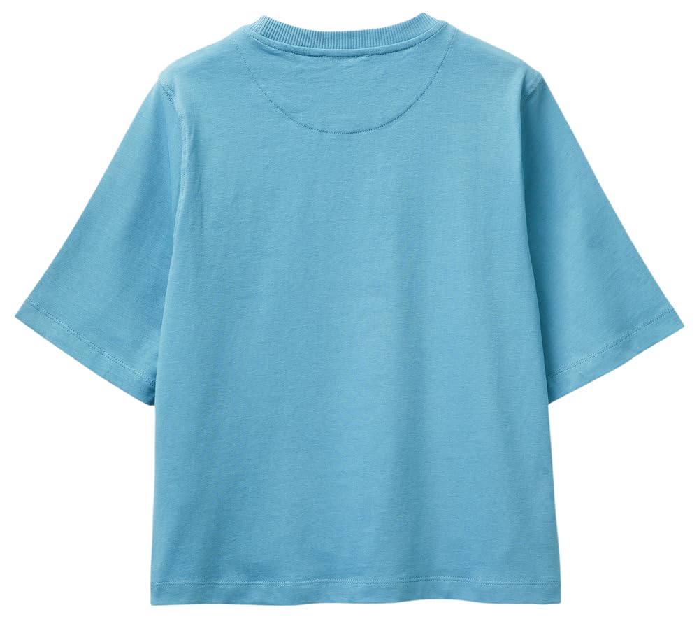 Benetton 3bl0e17g5 T-Shirt Donna Blu XS Cotone
