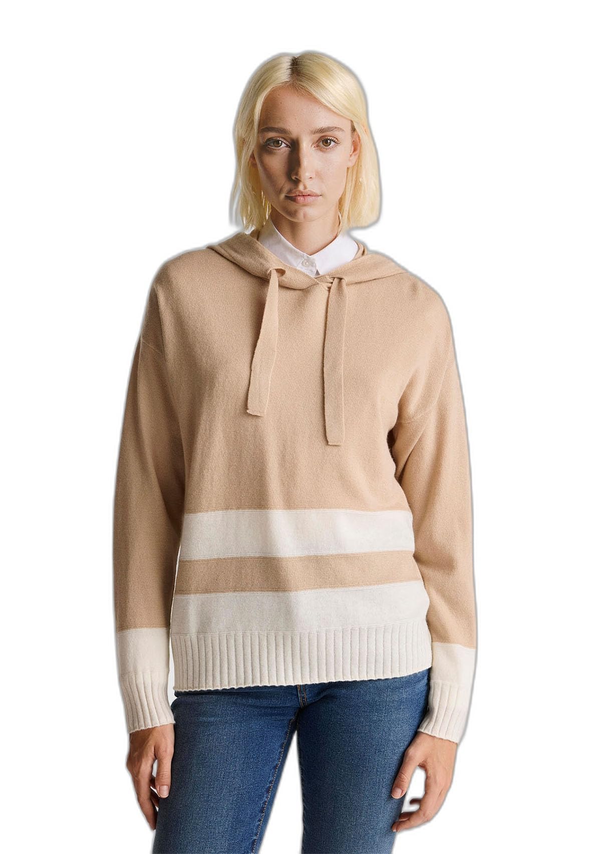 Benetton 102he203v Felpa Cappuccio Donna Beige M