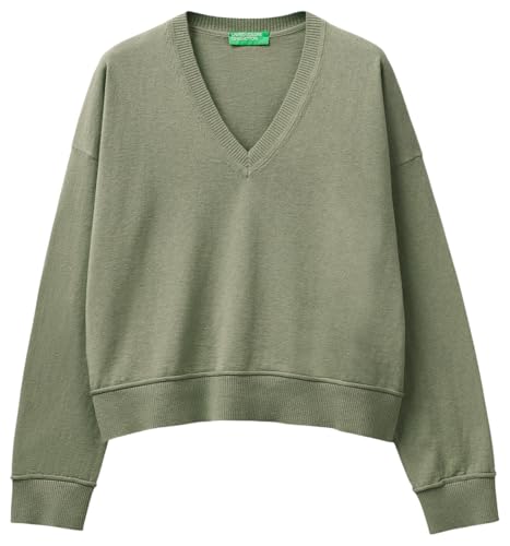 Benetton Maglieria 1y6sd403o maglione scollo a V beige boxy