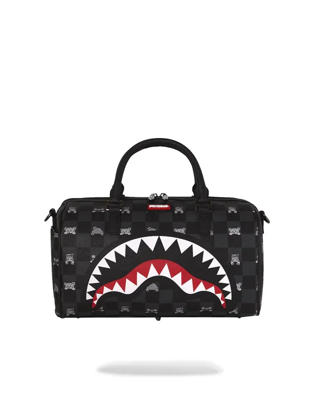 Sprayground Peeking Character Check borsone mini nero grigio PVC