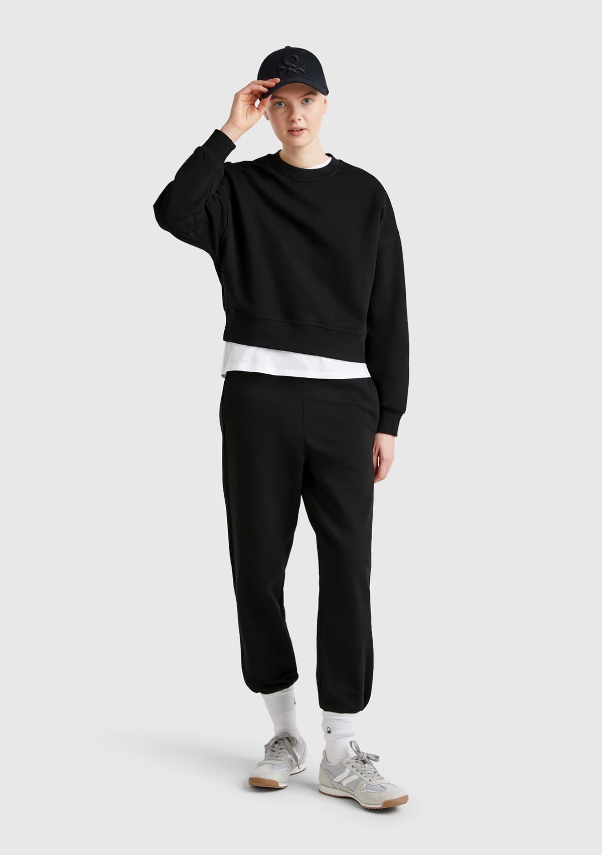Benetton pantalone tuta cotone regular fit logo stampa