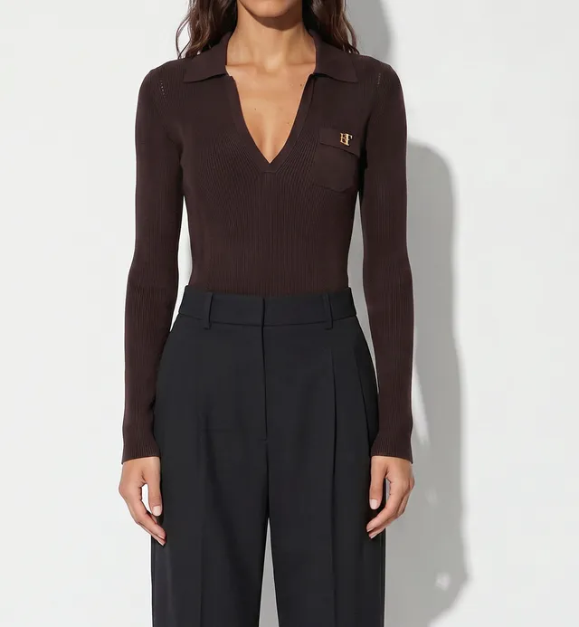 Elisabetta Franchi BK02B66E2 body maglia dark choco costine