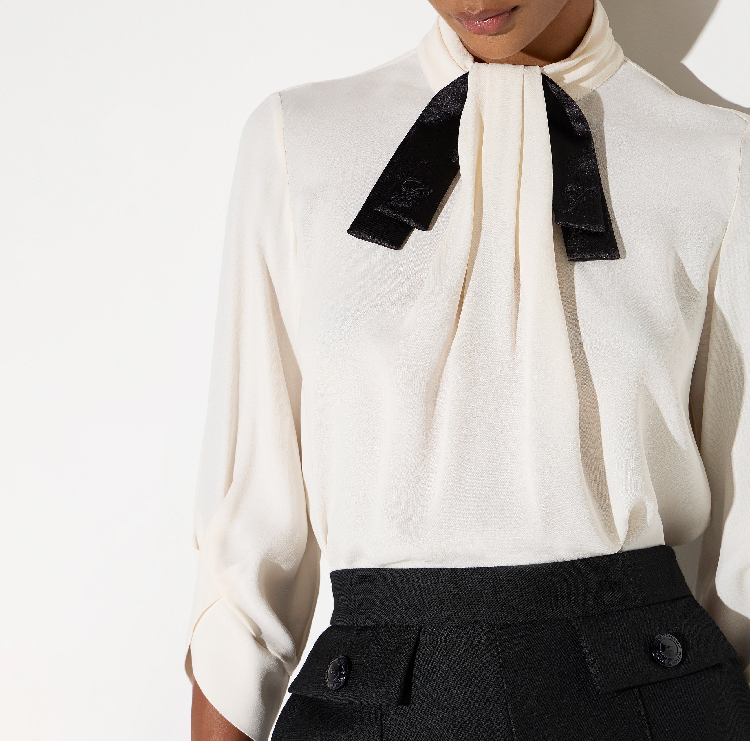 Elisabetta Franchi CA17866E2 Blusa Burro/Nero Georgette