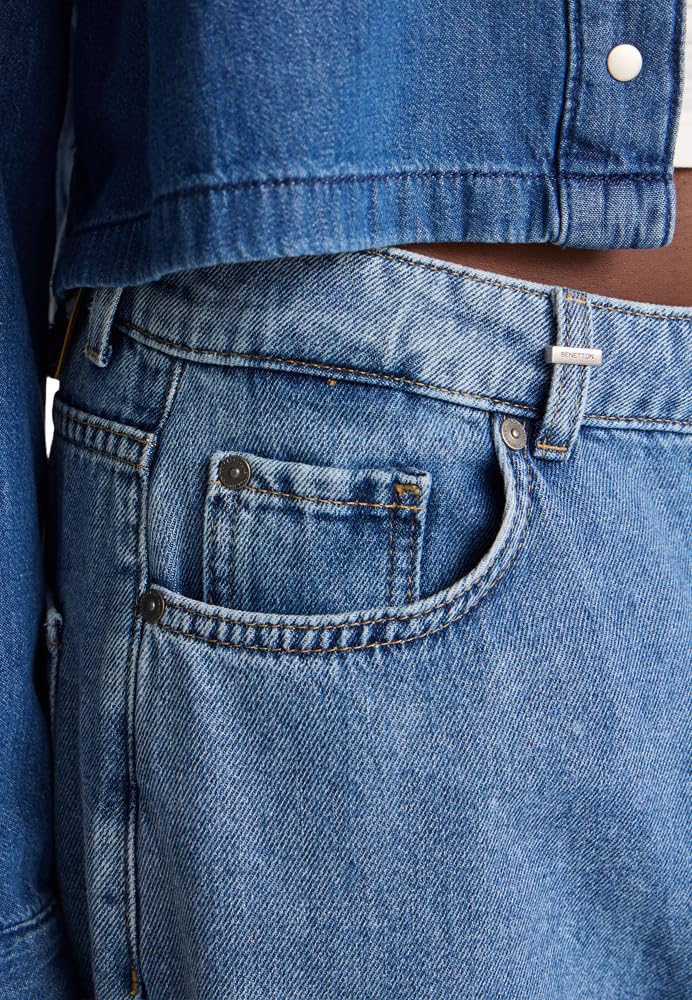 Benetton Jeans Wide 5 Tasche 100% Cotone