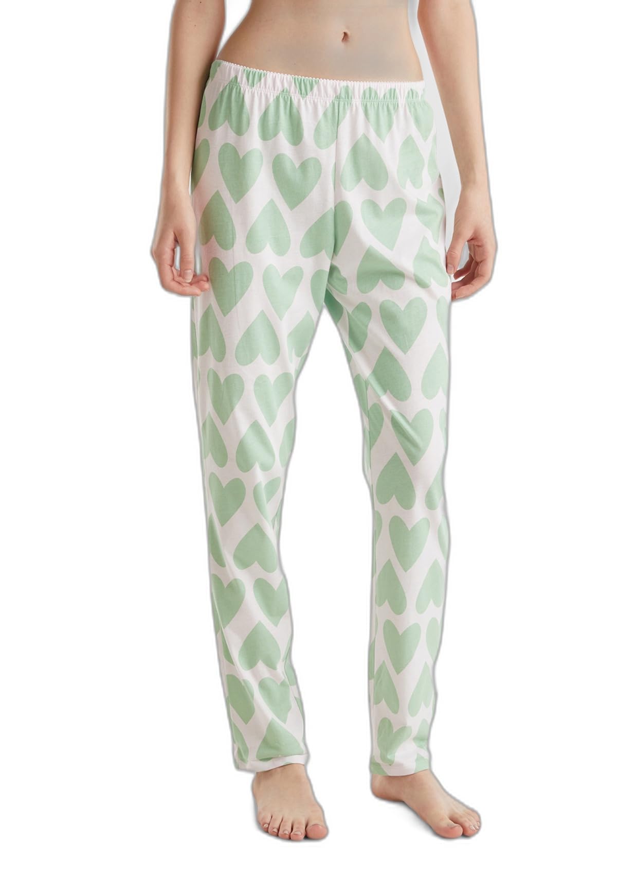 Benetton 3MR73F03H Pantalone Pigiama Donna Cotone Green