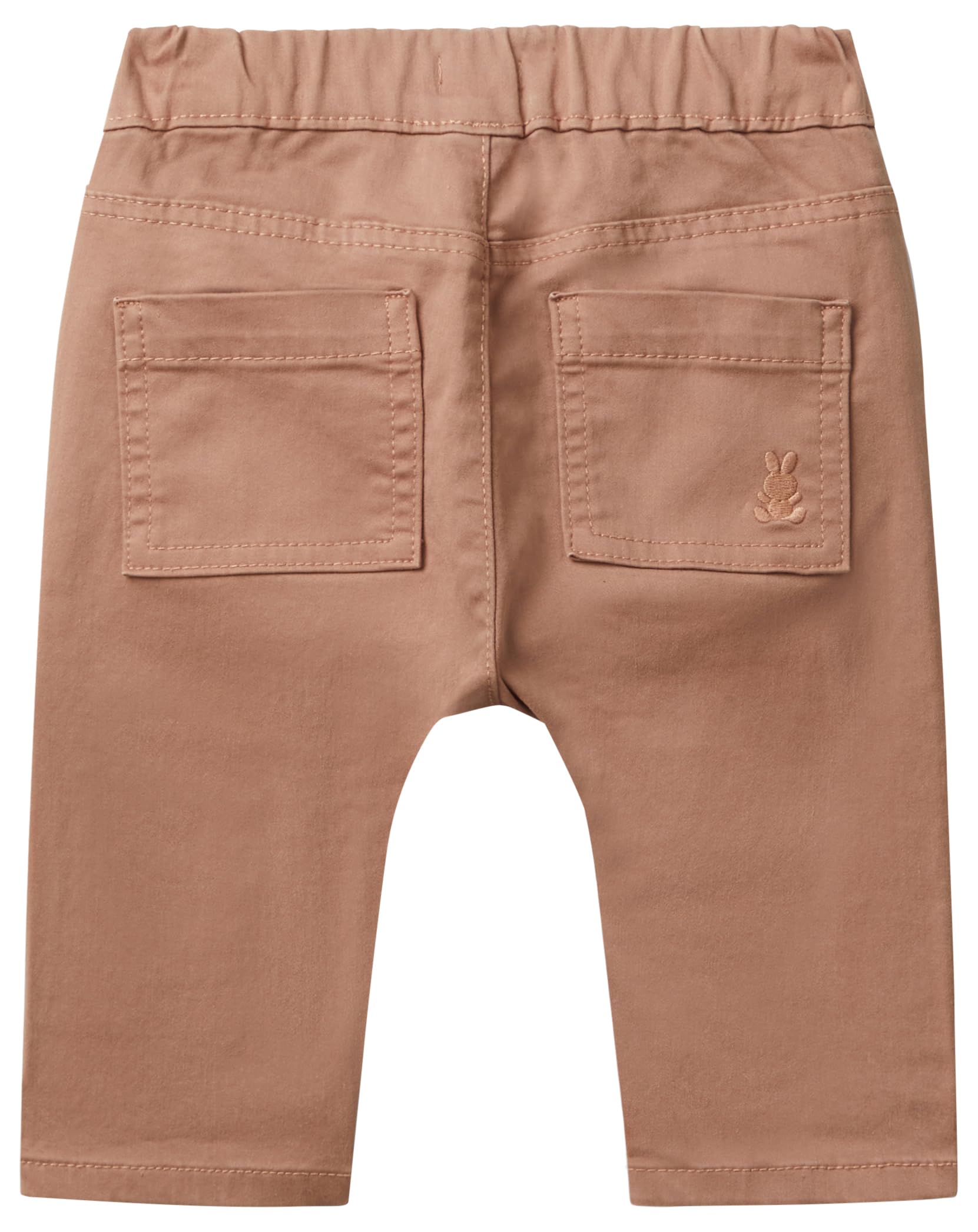 Benetton Bimbo Pantalone Cotone Marrone Ricamo Coniglietto