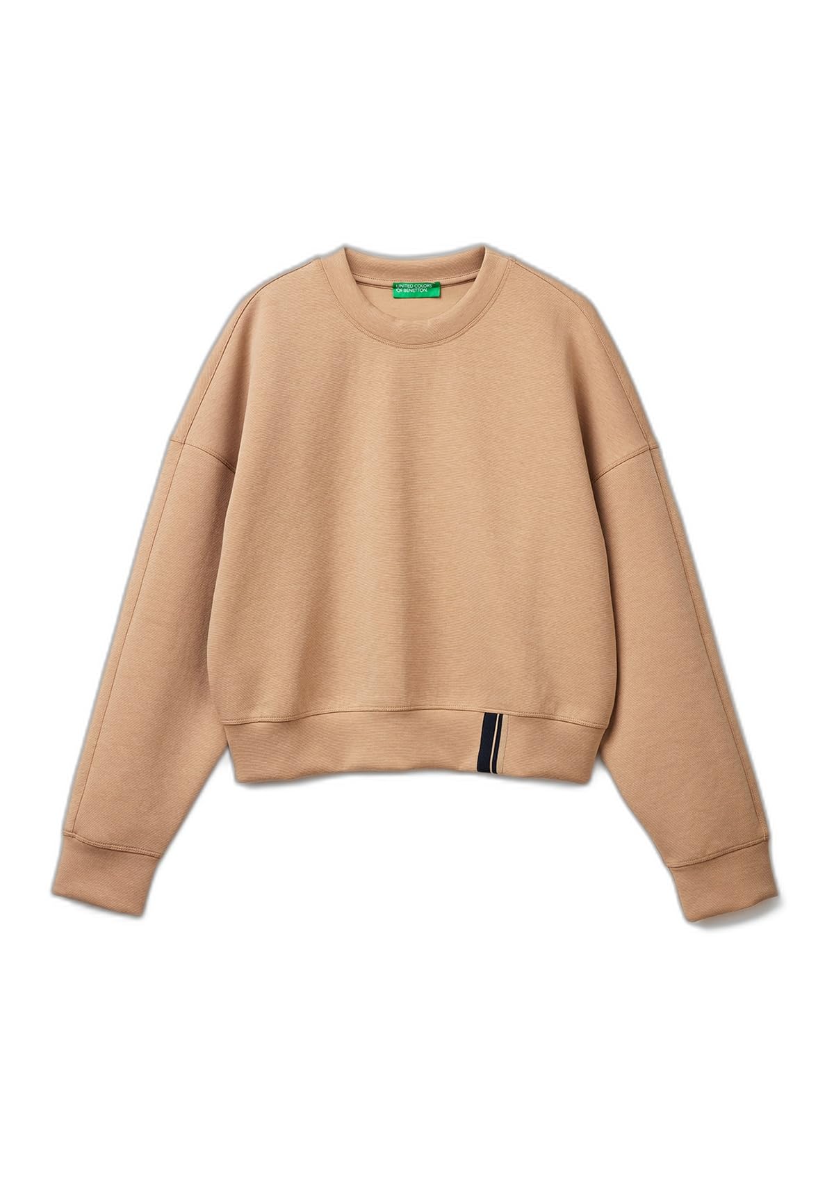 Benetton Felpa con Cappuccio Donna Blu Boxy Ricamo